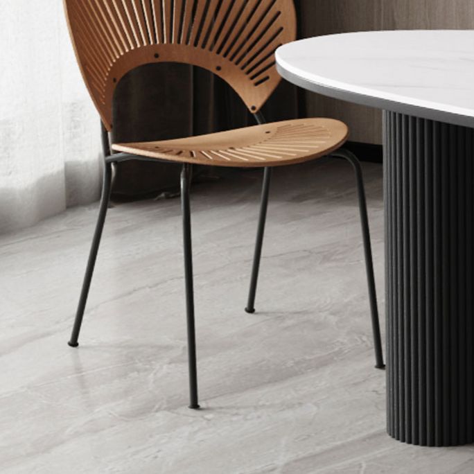 Sintered Stone Top Dining Table Oval Table with Metal Base and 3 Legs