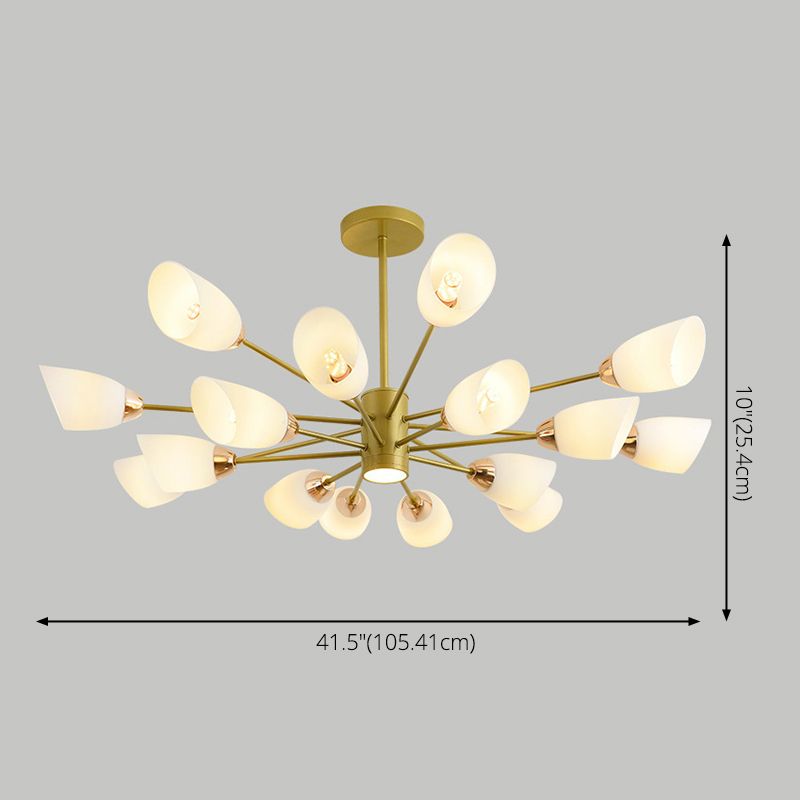 Modern Starburst Hanging Chandelier Light White Glass Shade Ceiling Chandelier for Living Room