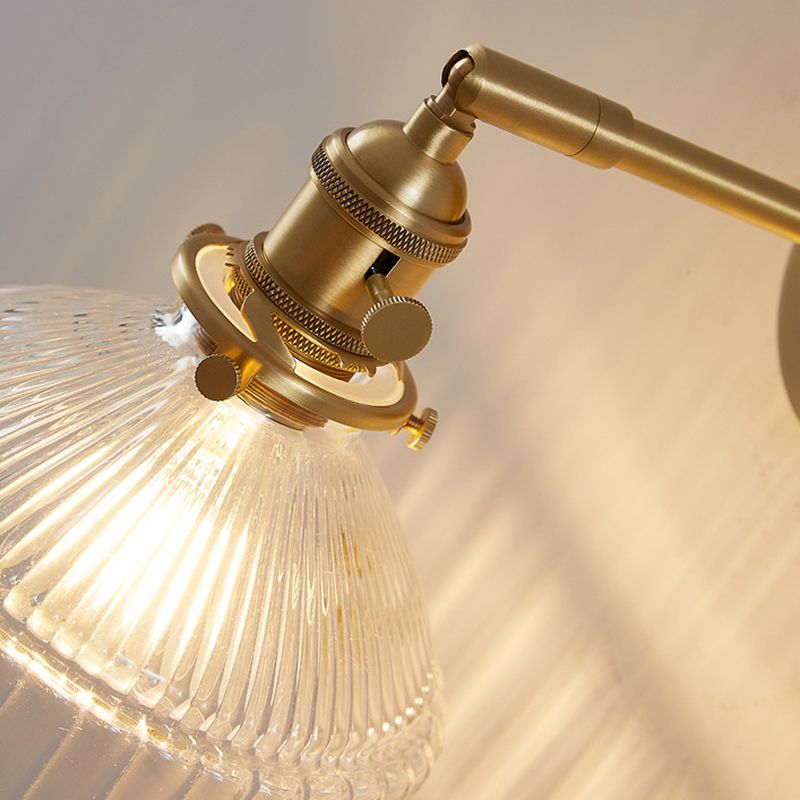 Single Golden Modern Wall Mounted Sconce Glass Shaded Wall Light for Living Room