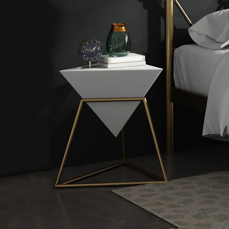 Metal Frame Triangle End Table,21.6"H Gloss Modern Side Table