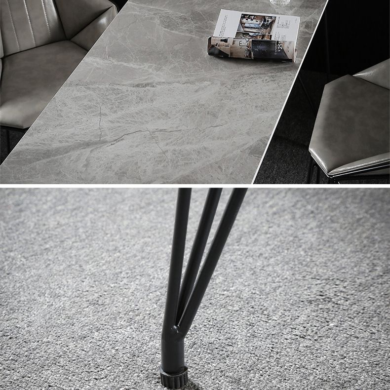 Modern Bar Table Set 1/2/3 Pieces Rectangle Stone Counter Table with High Stools