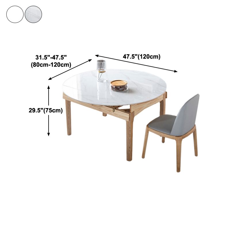 Modern Extendable Furniture Round White Sintered Stone Dining Table with 4 Legs