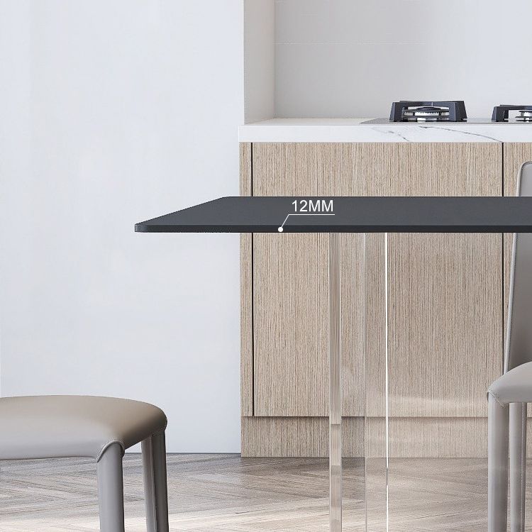Rectangular Stone Dining Table Modern White-black Furniture with Acrylic Double Pedestal