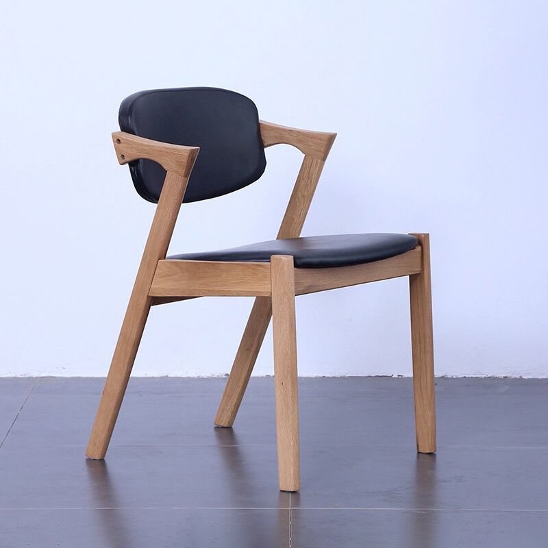 Chaise de salle à manger carrée en bois contemporaine, chaise latérale à dossier ouvert pour cuisine