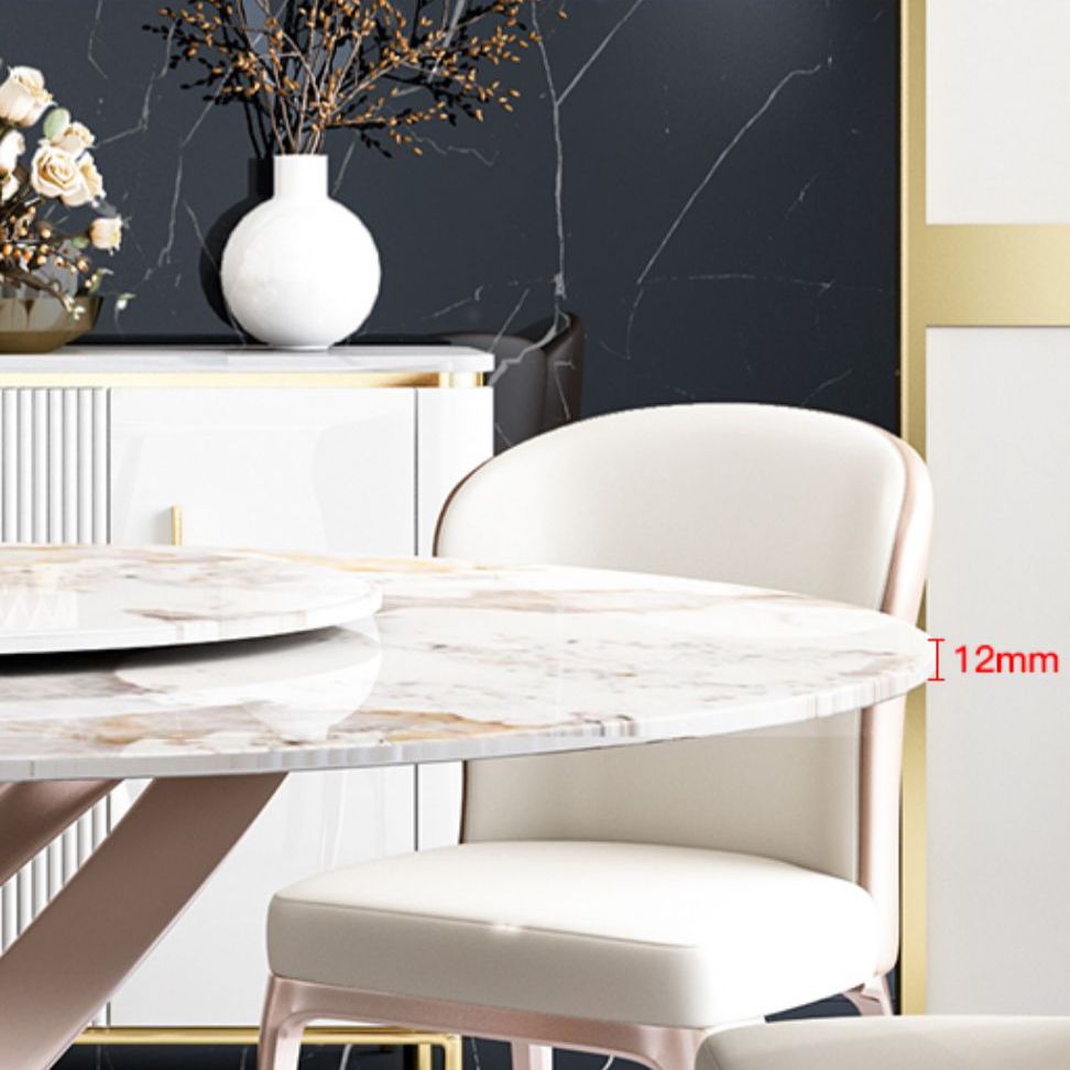Traditional Luxury Round Dining Table Pedestal Dining Room Furniture with Turntable
