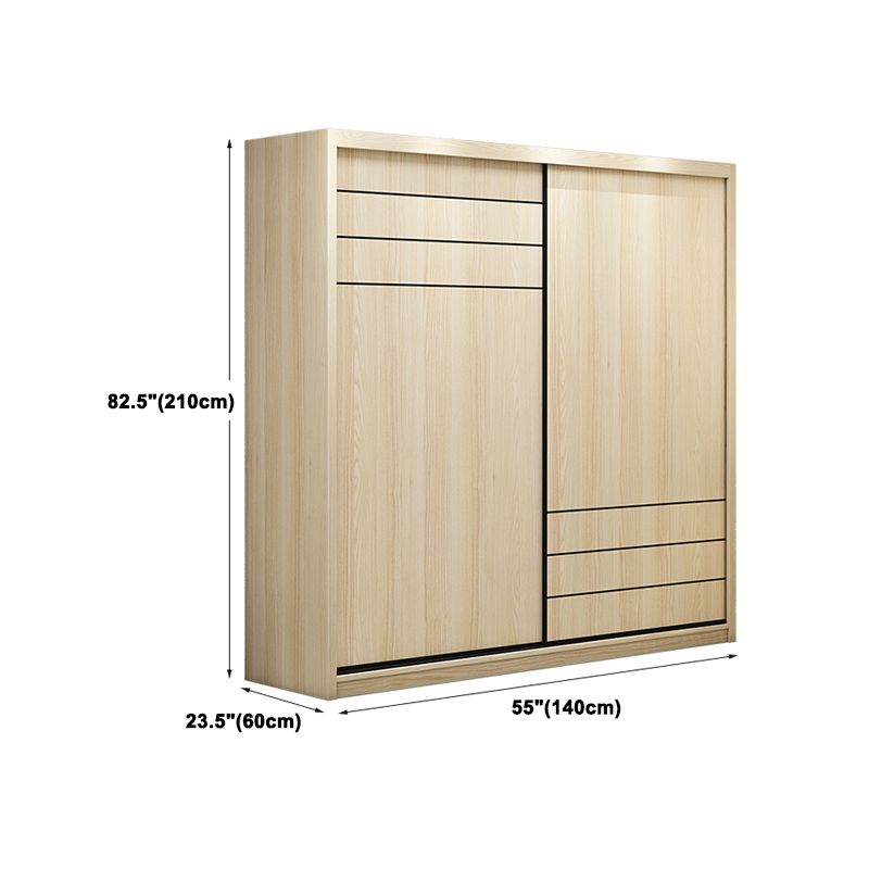 Natural Contemporary Style Wardrobe Armoire Engineered Wood Wardrobe Cabinet for Home