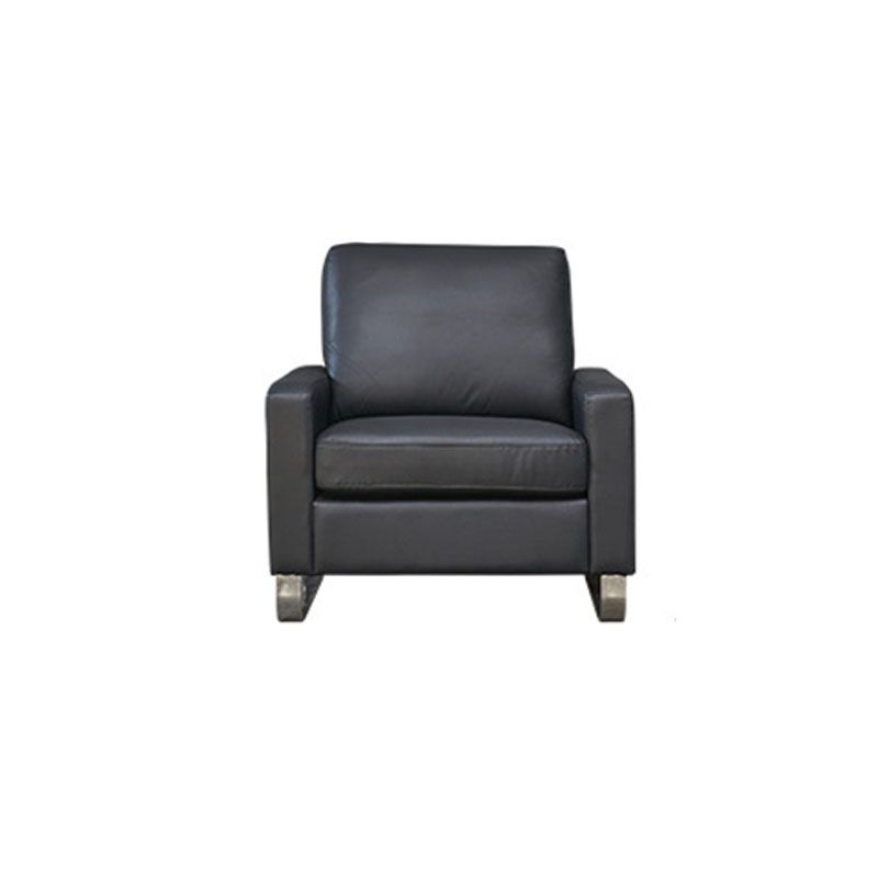 33.46" High Square Arm Sofa Modern Metal and Leather Sofa in Black