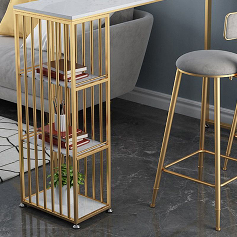 Artificial Marble Cocktail Bar Table 42-inch Height Gold Base Pub Table