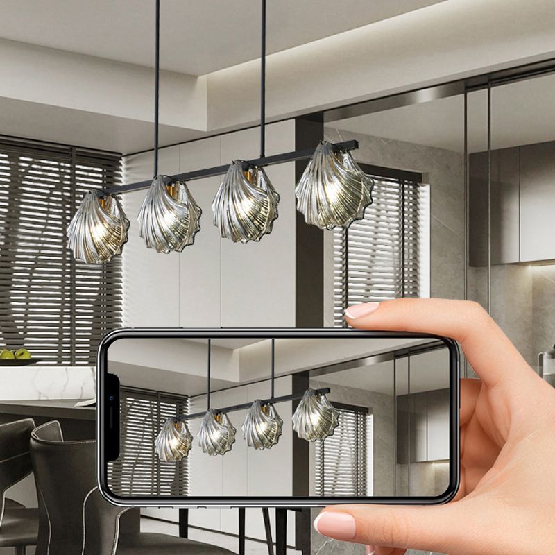 Glass Shell Shape Chandelier Light Modern Style Multi Lights Chandelier Light Fixture