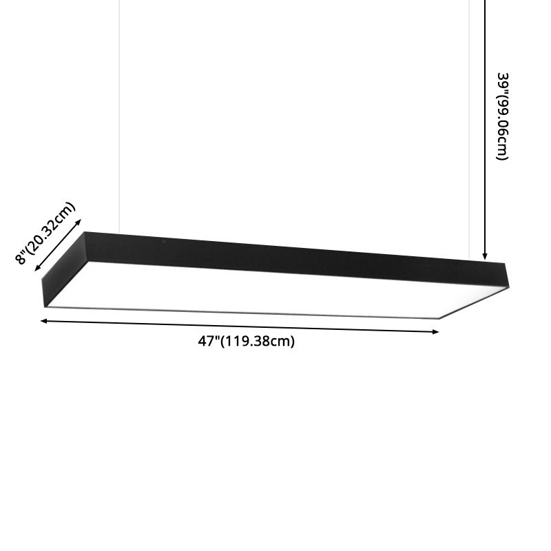 Rechthoek Acrylhangende lamp Minimalistische LED Black Down Lighting Pendant