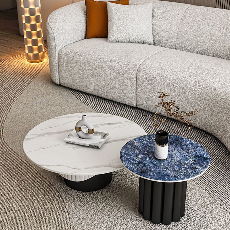 Slate Pedestal Coffee Table Round Modern Minimalist Coffee Table