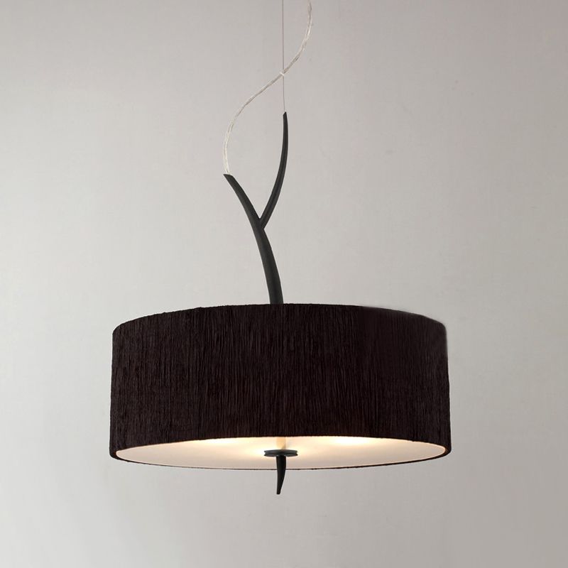 Trommelformanhänger Kronleuchter minimalistischer Stoff 3 Köpfe Weiß/Schwarz Deckenhängung Lampe