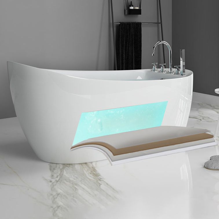Freestanding Acrylic Bathtub Pop-up Drain Oval Modern Right-Hand Bath