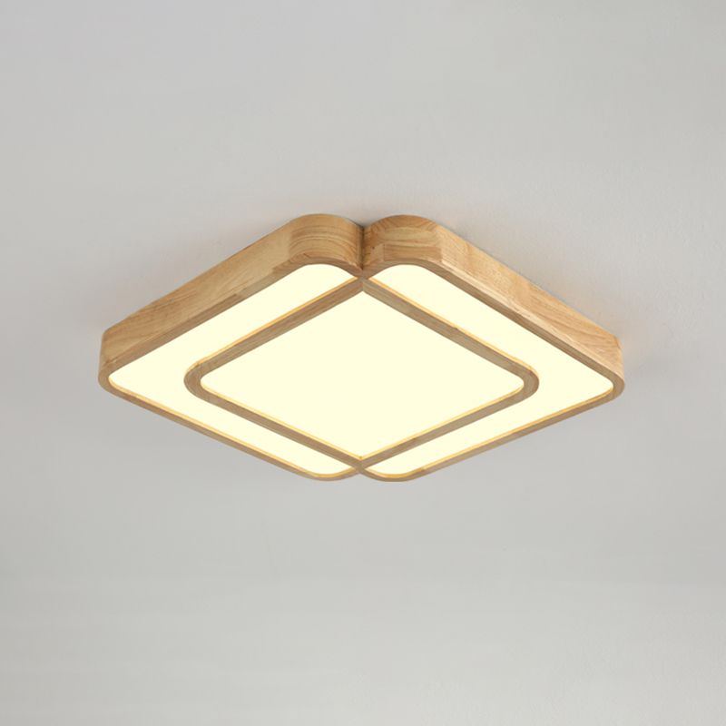 Lampada da incasso a LED per camera da letto a forma di diamante Lampada da incasso semplice in legno in beige