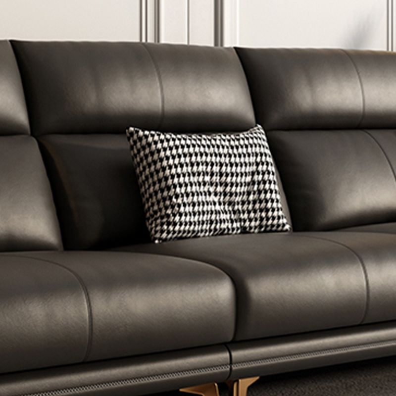 Contemporary Black Sewn Pillow Back Sloped Arm for Living Room Sofa