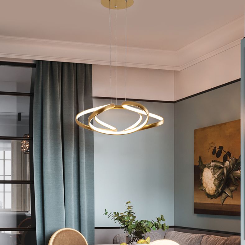 Twisted Chandelier Light Fixture Minimalist Style Metal LED Chandelier Pendant Light