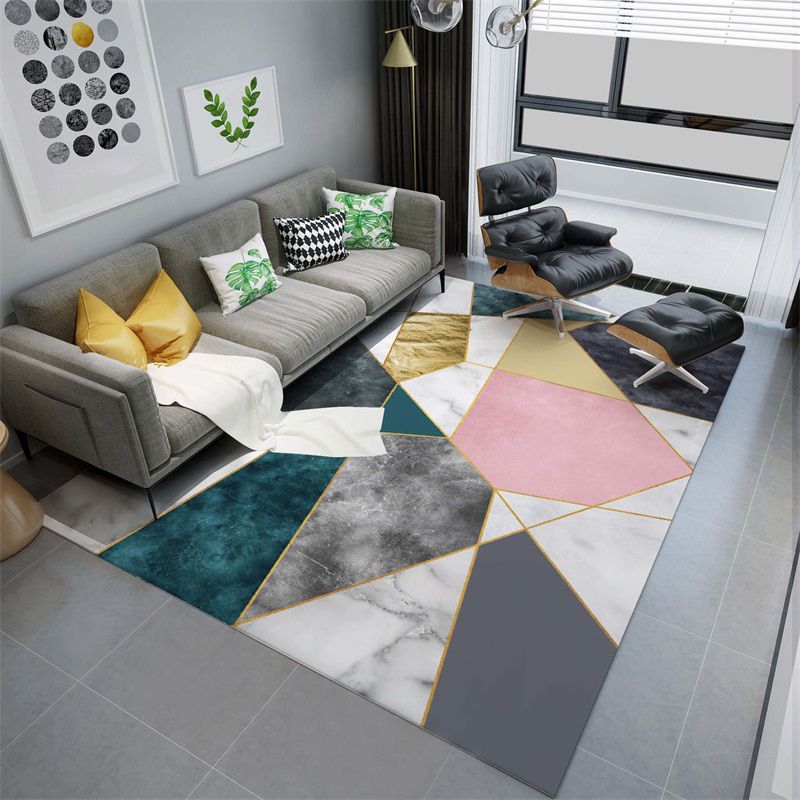 Vaste kleur moderne binnen tapijt polyester metalen lijnen afdrukt tapijt Easy Care Tapijt voor woningdecoratie