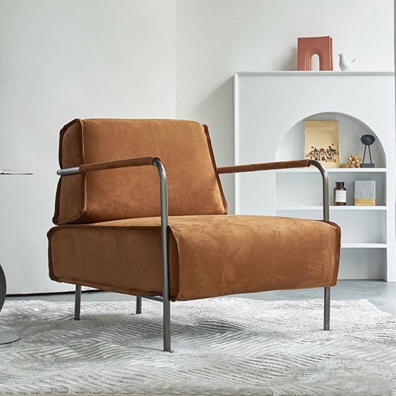 Contemporary Lounge Accent Chair with Metal Frame and Loose Back