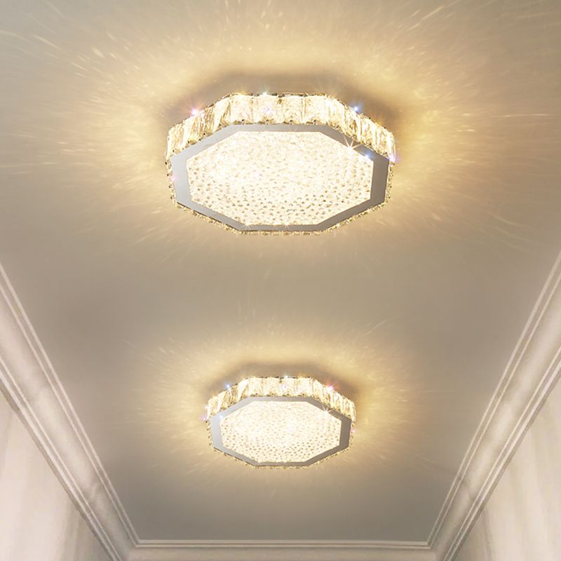 LED Flush Light Contemporary Transparent Crystal Bedroom Flush Ceiling Lamp