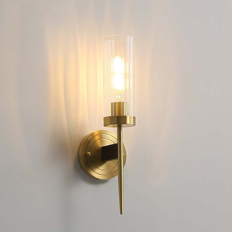 Cylindrical Clear Glass Wall Lighting Fixtures Modern Wall Mounted Light Fixture for Bedroom