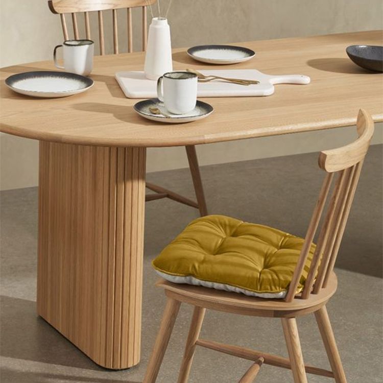 Modern Natural Base Table Oval Wood Top Dinner Room Kitchen Table