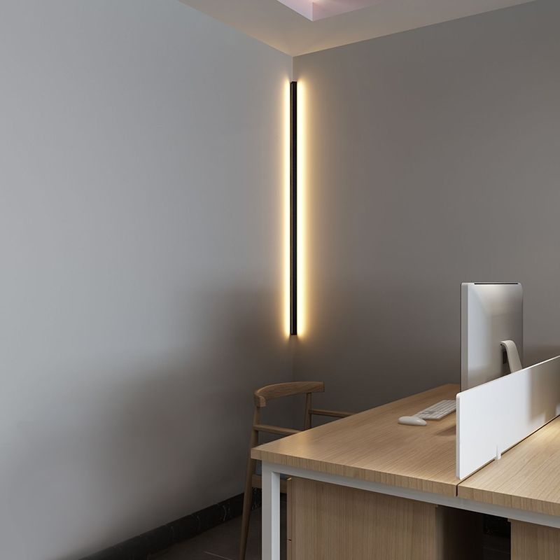 Zeitgenössische lineare Wandleuchten Beleuchtung Metall LED Schlafzimmer Wandleuchte in Schwarz