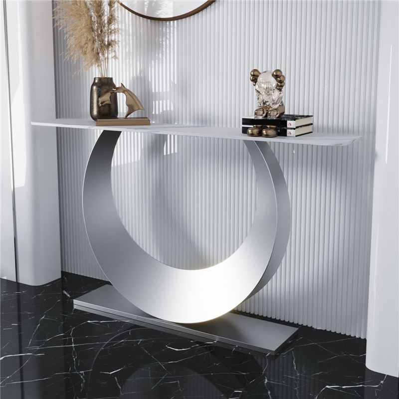 Glam Style Stone Top Accent Table for Hall Console Table 31.5" High