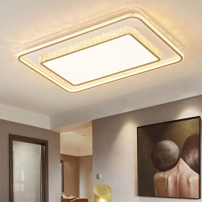 Geometric Flush Mount Contemporary Crystal Ceiling Light for Living Room