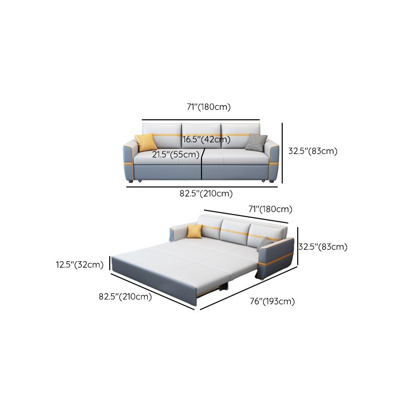 Upholstered Convertible Sofas Faux Leather Sleeper Sofa with Storage