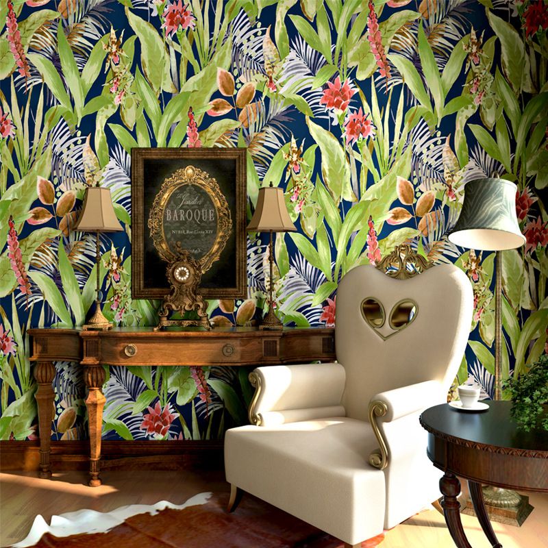 Multi-Colored Wall Decor 33-foot x 20.5-inch Paper Stain-Resistant Flower and Bird and Leaf Wallpaper