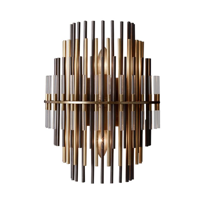 Chrome/Black Tiered Tubular Wall Mounted Lamp Retro Metallic 1 Light Wall Sconce Lighting