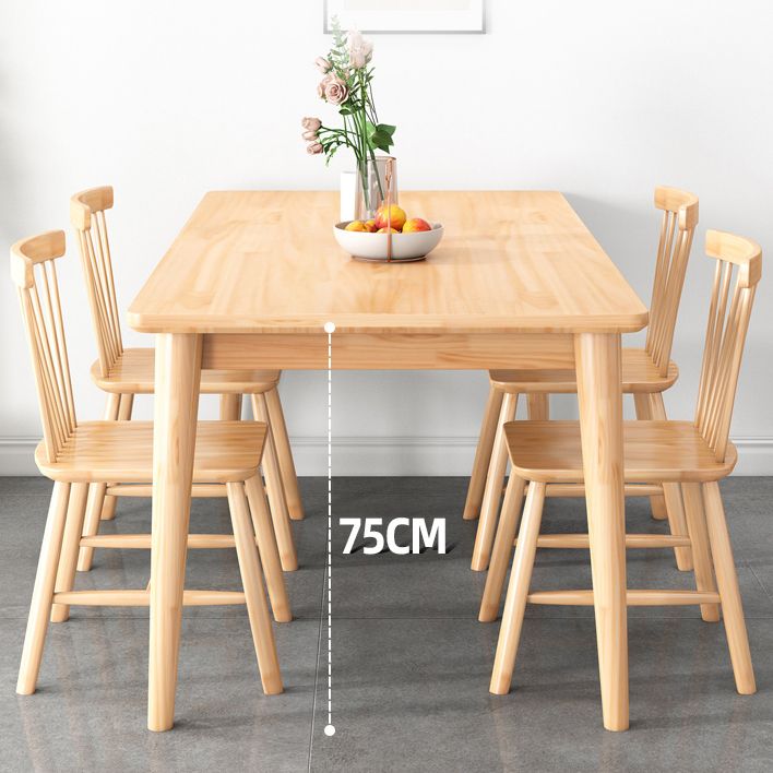 Modern Rectangular Natural Rubberwood Dining Table with 4 Legs