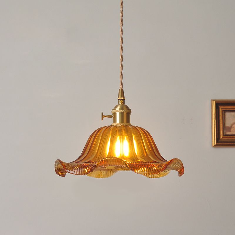 Industrial Style Ceiling Light Fixture with Glass Shade for Living Room