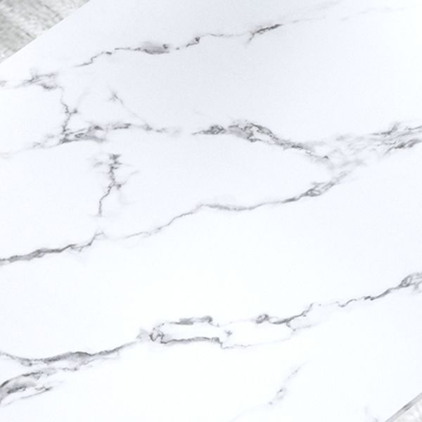 Traditional Luxury Dining Table Rectangle Stone Top White and Gold Table