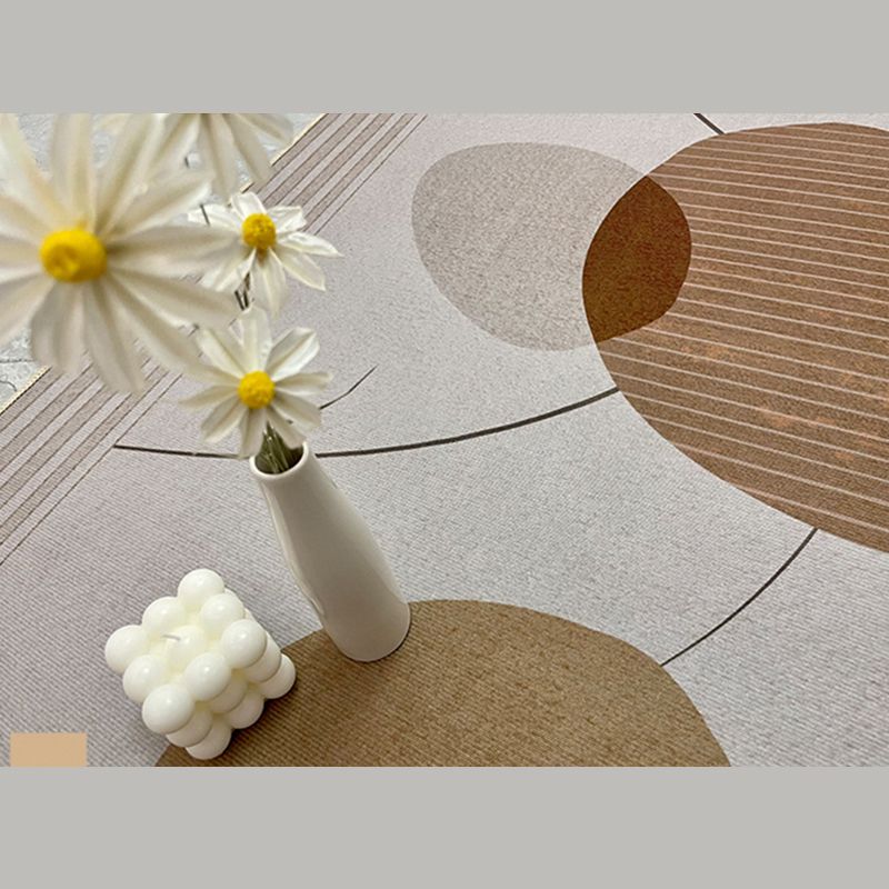 Contemporary Apricot Tone Carpet Polyster Indoor Rug Anti-Slip Washable Area Carpet for Living Room