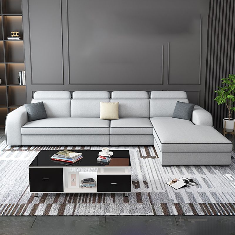 31.49" Tall Sectional Sofa Faux Leather/Linen Modular Sofa with Cushion Back