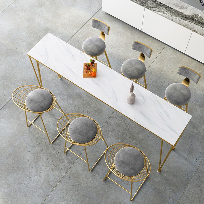 Stone Bar Dining Table Modern Rectangle Bar Table with 4 Legs Pedestal for Kitchen