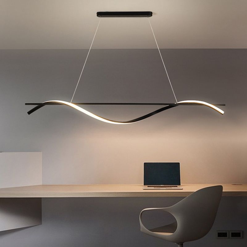Strip Shape Island Lamp Modern Island Hanging Lamp with Silica Gel Shade for Dining Room
