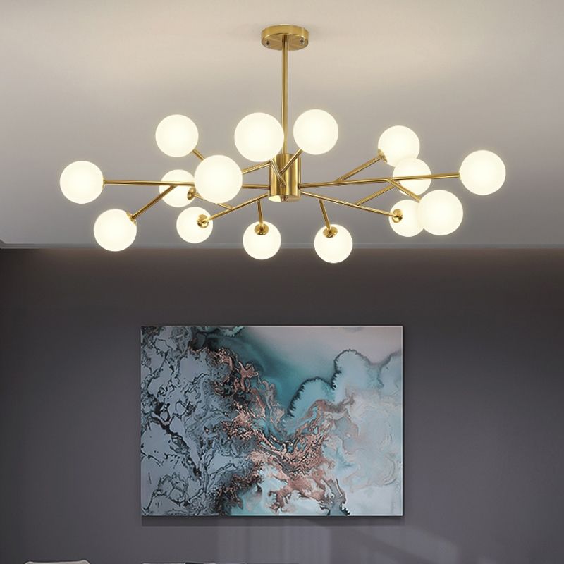 Modern Chandelier Light Fixtures Multi-Head Suspension Pendant Lamp with Glass Shade