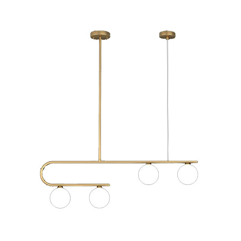 Glass Round Chandelier Light Fixture Simple Island Pendant for Dining Room