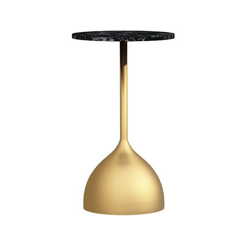 Modern Metallic Pedestal End Table 23.6" Tall Round Side Table