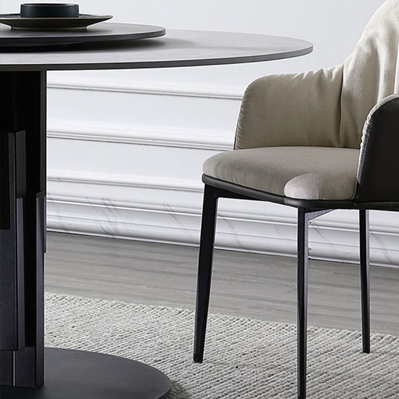 Round Stone Top Dining Table Contemporary Dining Table with Turntable