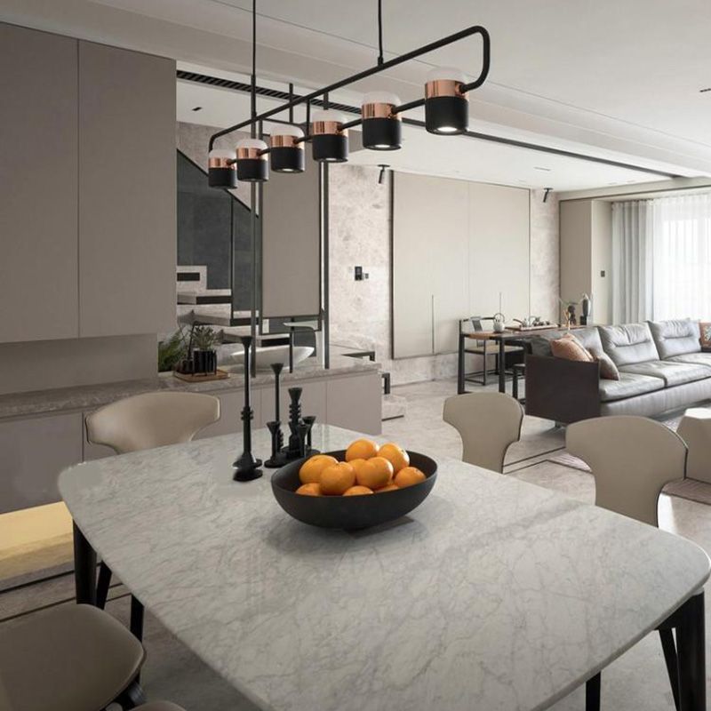 Lampade cilindriche dell'isola moderna lampada lampadario per l'isola multi-testa con ombra acrilica