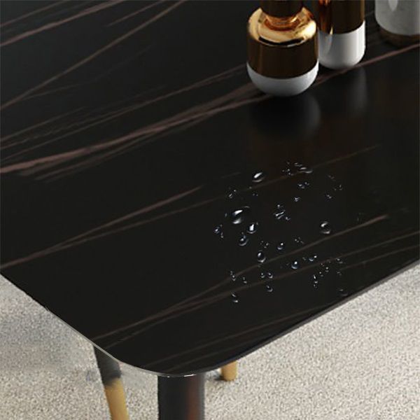 Rechthoek traditionele luxe eettafel gesinterde stenen tafel met 4 zwarte benen