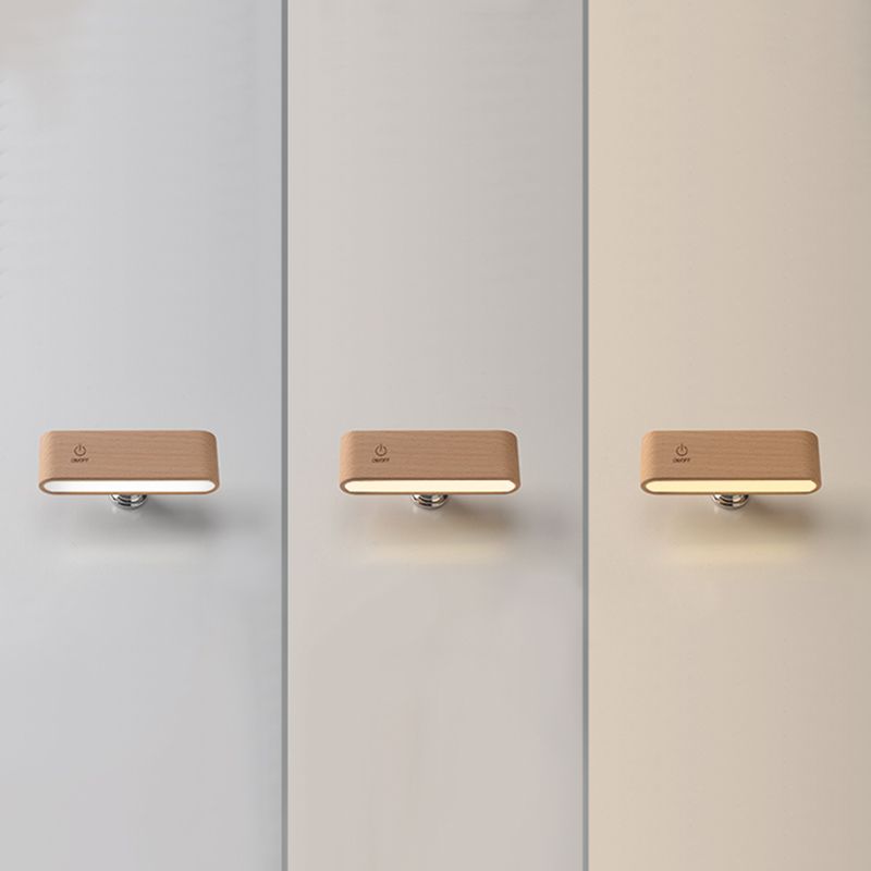 Simplicidad nórdica Luces de madera de madera Rectatable Rectangular Creative LED Lámpara de pared para dormitorio