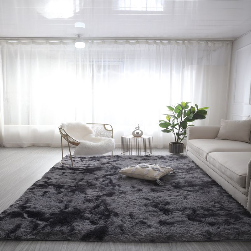 Color Mixed Living Room Carpet Casual Tie-Dye Effect Area Rug Polyester with Non-Slip Backing Rug