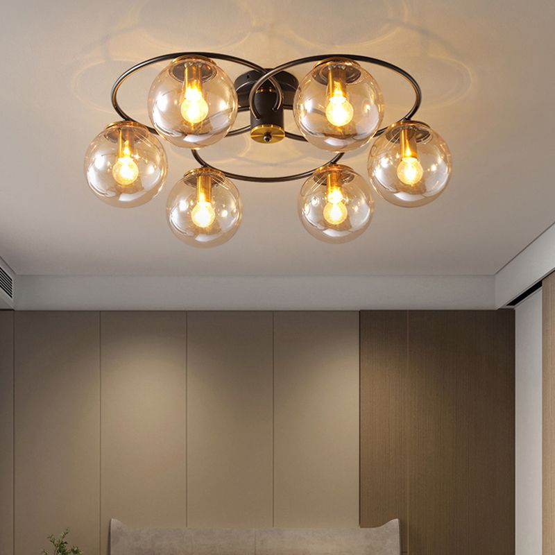 Modern Style Spherical Shape Ceiling Light Glass Multi Light Ceiling Light for Restaurant