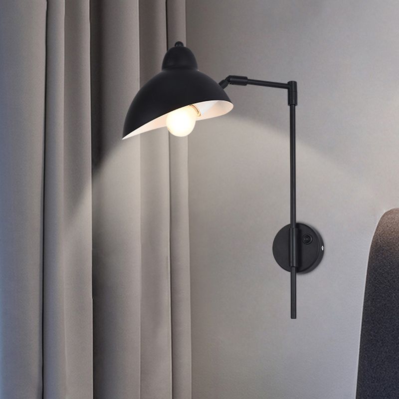 Black Duckbill Reading Wall Lamp Vintage Metal 1 Bulb Bedroom Wall Light