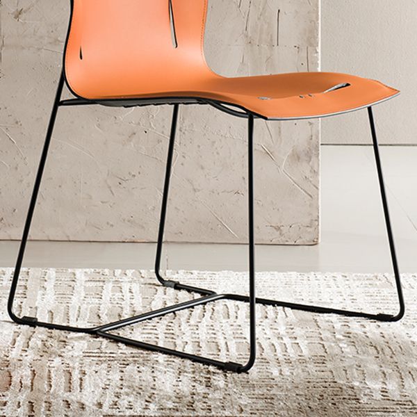 Metal Frame Dining Room Chair Indoor Faux Leather Dining Chair