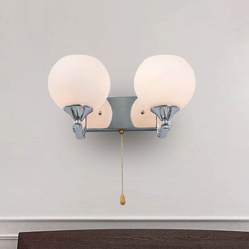 Crème glas wereldwijd wandmontage licht moderne 2-head chroom wandlamp armatuur met trekketting